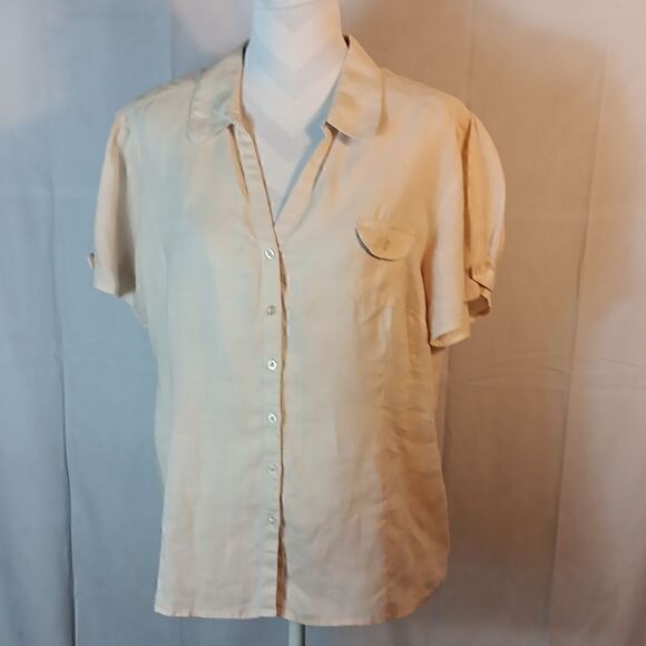 August Silk Beige Linen Top - Picture 8 of 8